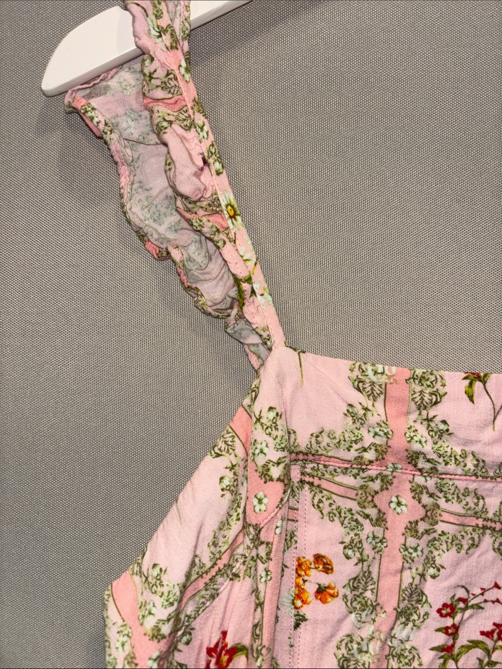 Pink Floral Ruffle-Strap Mini Dress - Picture 4 of 8